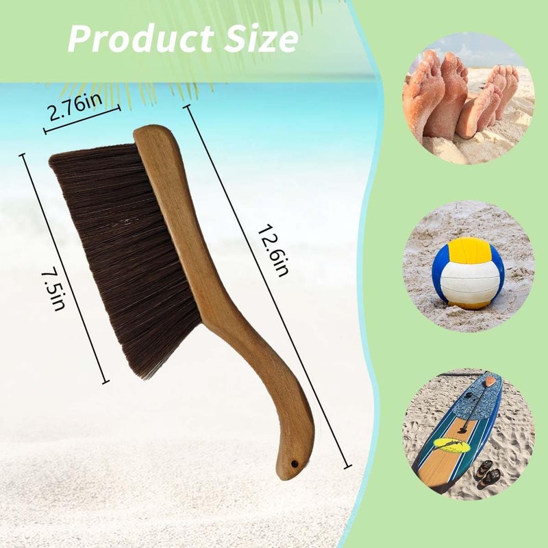 Nailuck Sand Cleaner Wooden Brush,Clean Feet and Skin,Bag Beach Accessories for Vacation, Beach Sports, Pets and Lakeside Recreation (Khaki) - Image 2